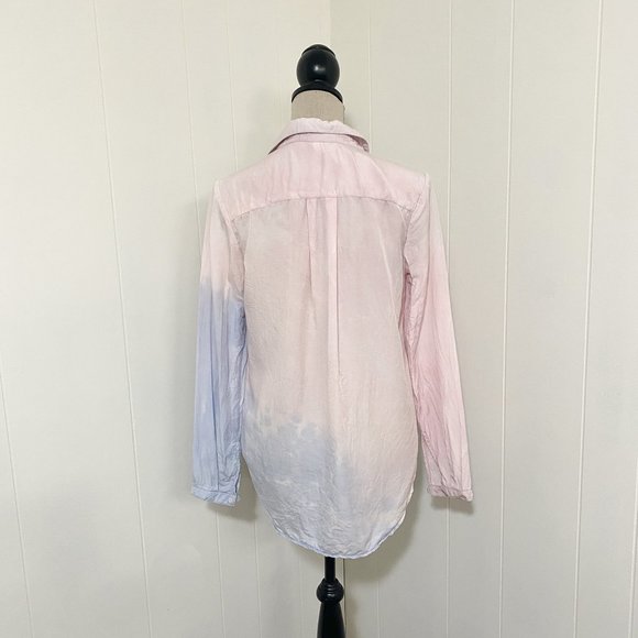 Anthropologie Cloth & Stone Tencel Blue/Pink Dip/Tie Dye Button Up Size Small - Picture 8 of 13